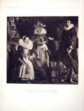 Original Old Antique Print 1899 Portrait Family Garden Scene s 19th