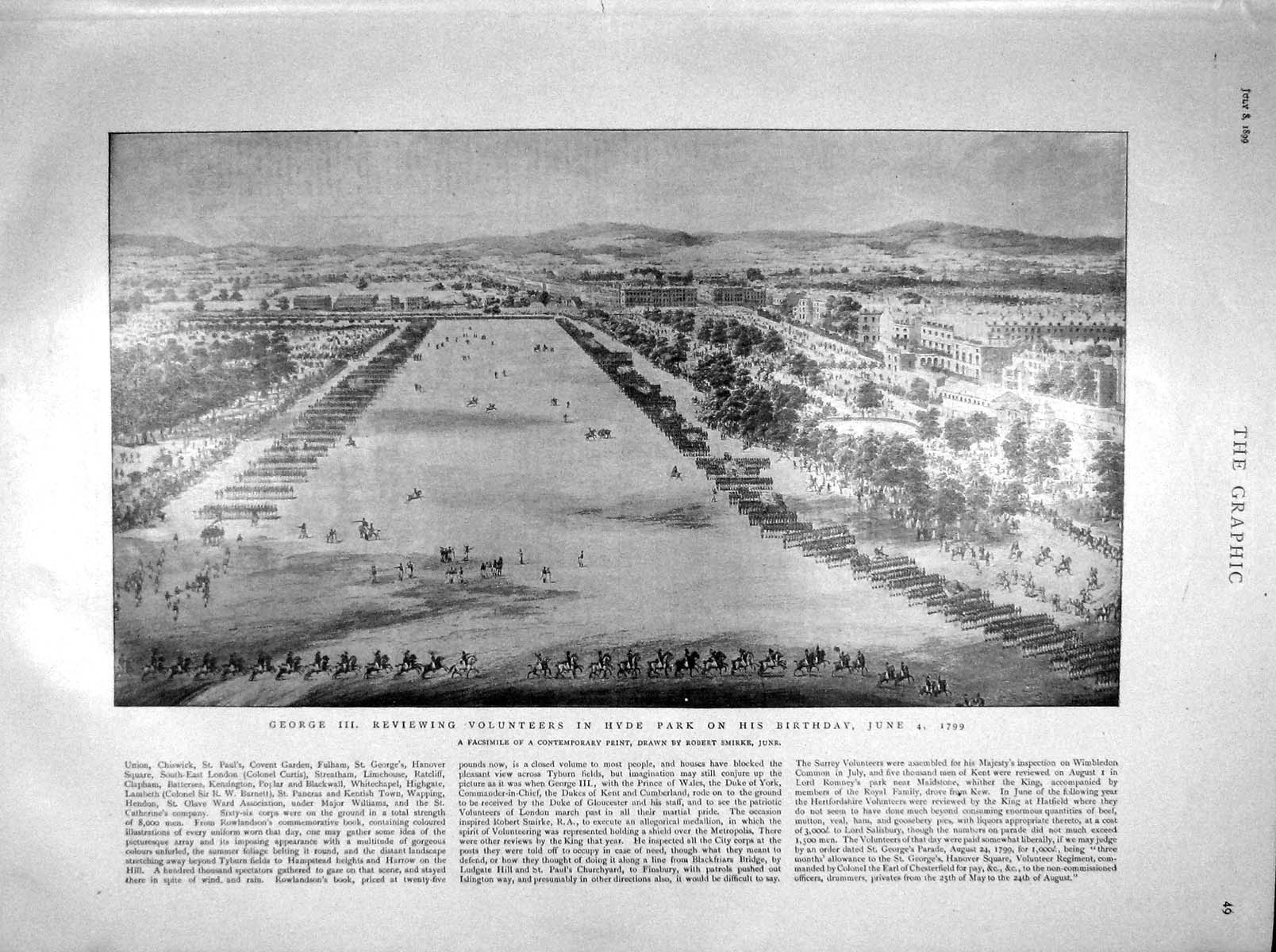 Original Old Antique Print 1899 George Hyde Park Volunteers Artillery Si 19th