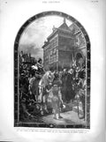 Old Antique Print 1899 Fresco Royal Exchange Queen Gresham Harry Johnston 19th
