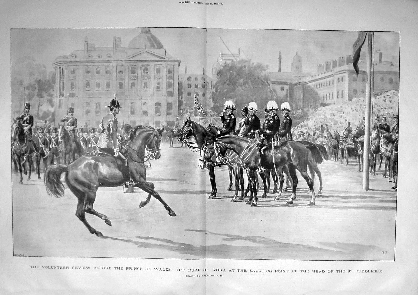 Original Old Antique Print 1899 Duke York Middlesex Siers Volunteer Review 0