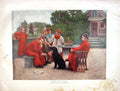 Original Old Antique Print 1899 Colour Scene Acolytes Play Young Boys Dog 19th