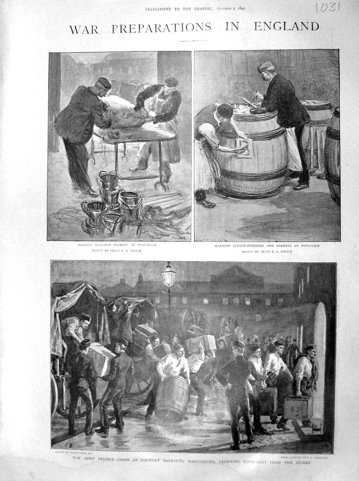 Original Old Antique Print 1899 War Colwort Portsmouth Ship Gaika Army Corps
