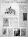 Original Old Antique Print 1899 Carlton Hotel Warings Artists Archi Victorian