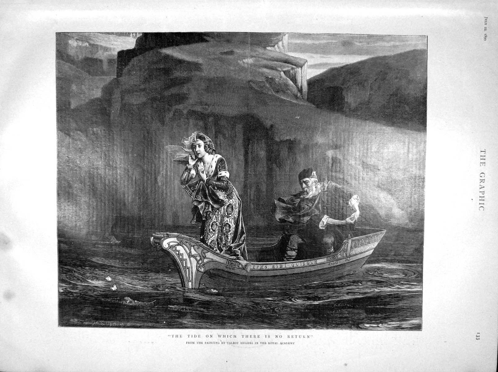 Original Old Antique Print 1899 Man Lady Boatvaughan Wrightson Macdonald Men
