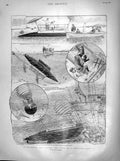 Original Old Antique Print 1899 Submarine Boat Invention Sailors Navy Victorian