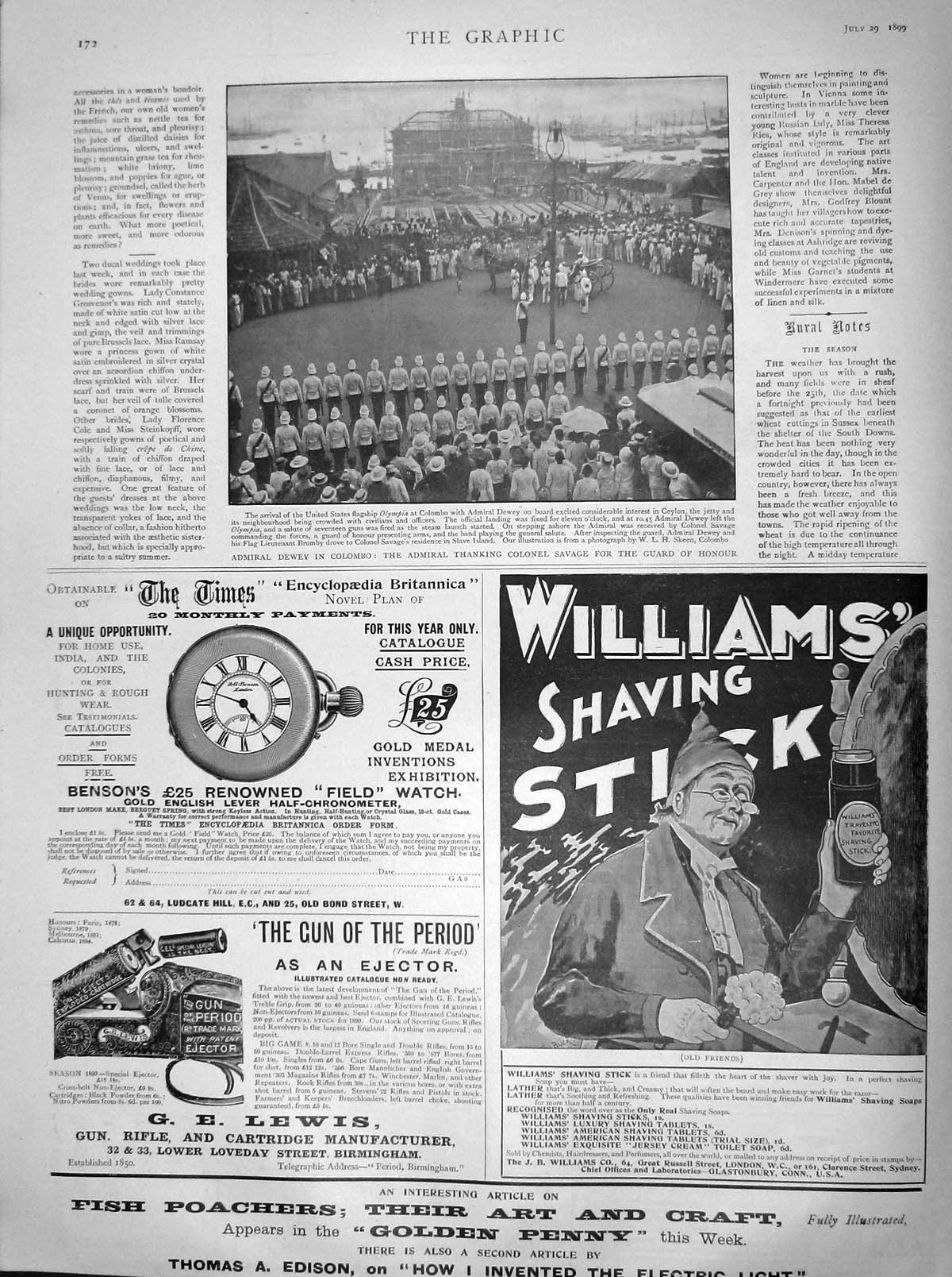 Old Antique Print 1899 Admiral Dewey Colombo Colonel Savage Shaving Stick 19th