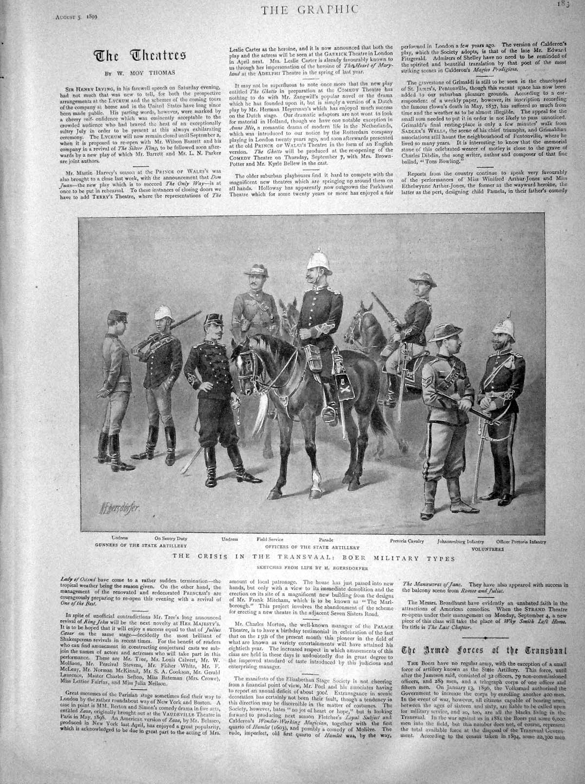 Original Old Antique Print 1899 Transvaal Boer Military Gunners Pretoria 19th