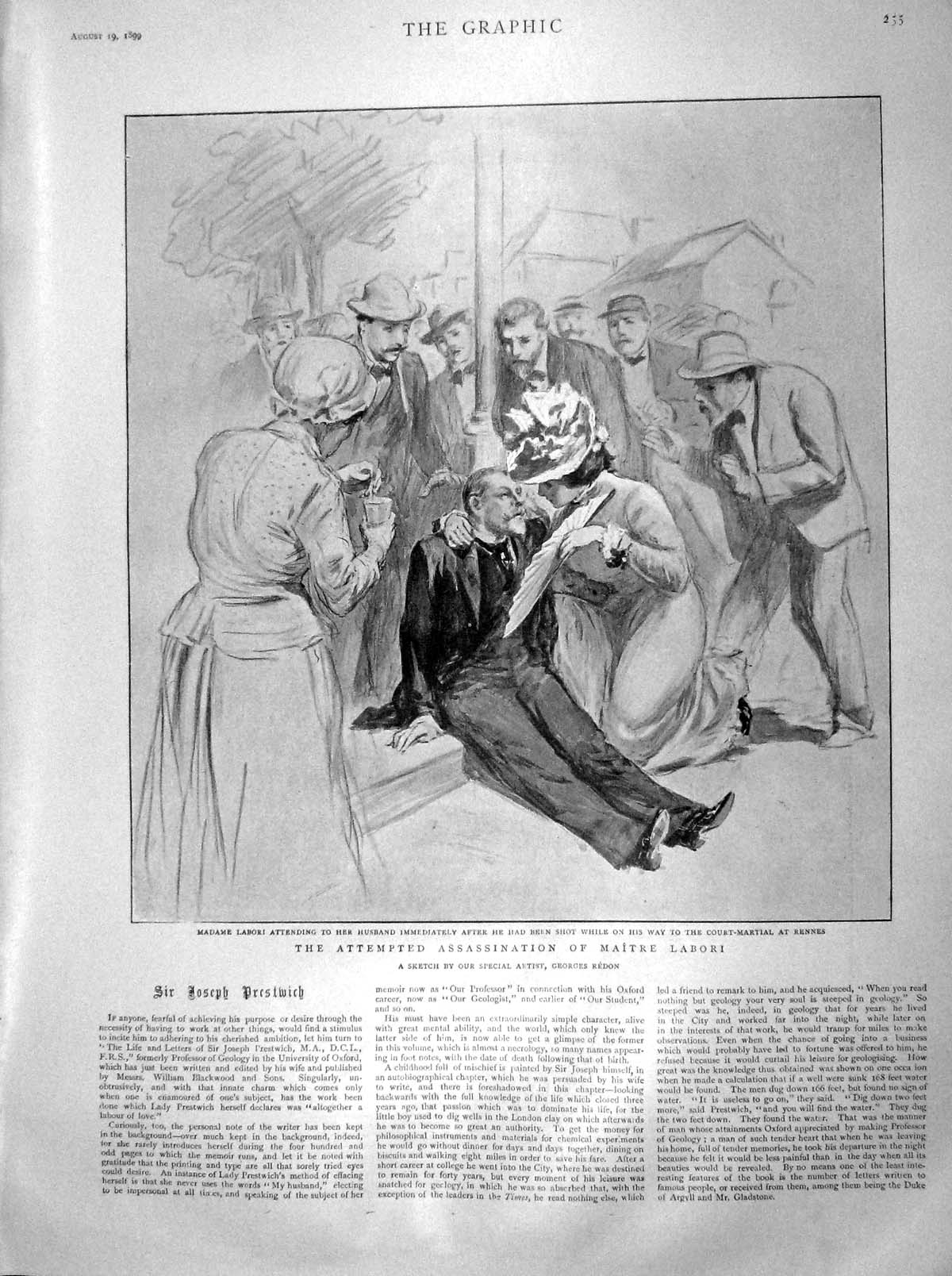 Original Old Antique Print 1899 Madame Labori Maitre Assassination Navy Sh 19th