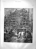 Original Old Antique Print 1899 Tyneside Shipbuilding Yard Osborne Queen 19th