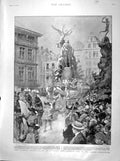 Original Old Antique Print 1899 Vandyck Antwerp Procession Statue Tercentenary