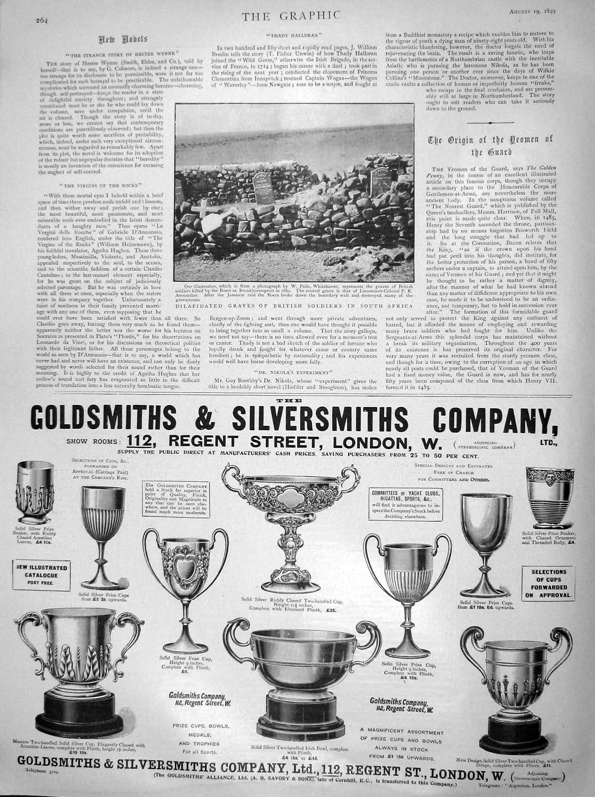 Original Old Antique Print 1899 Dilapidated Graves British Siers War Africa