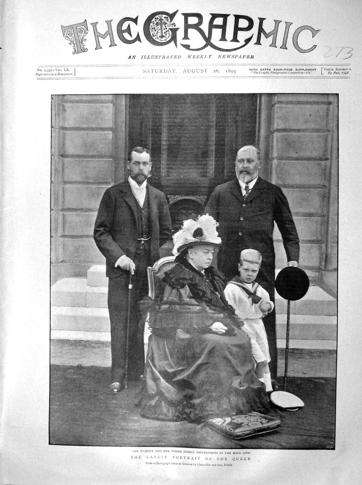 Old Antique Print 1899 Portrait Queen Victoria Male Descendants Relatives 19th