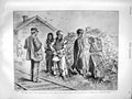 Original Old Antique Print 1899 Buffalo Red Indians Selling Bones Skulls 19th