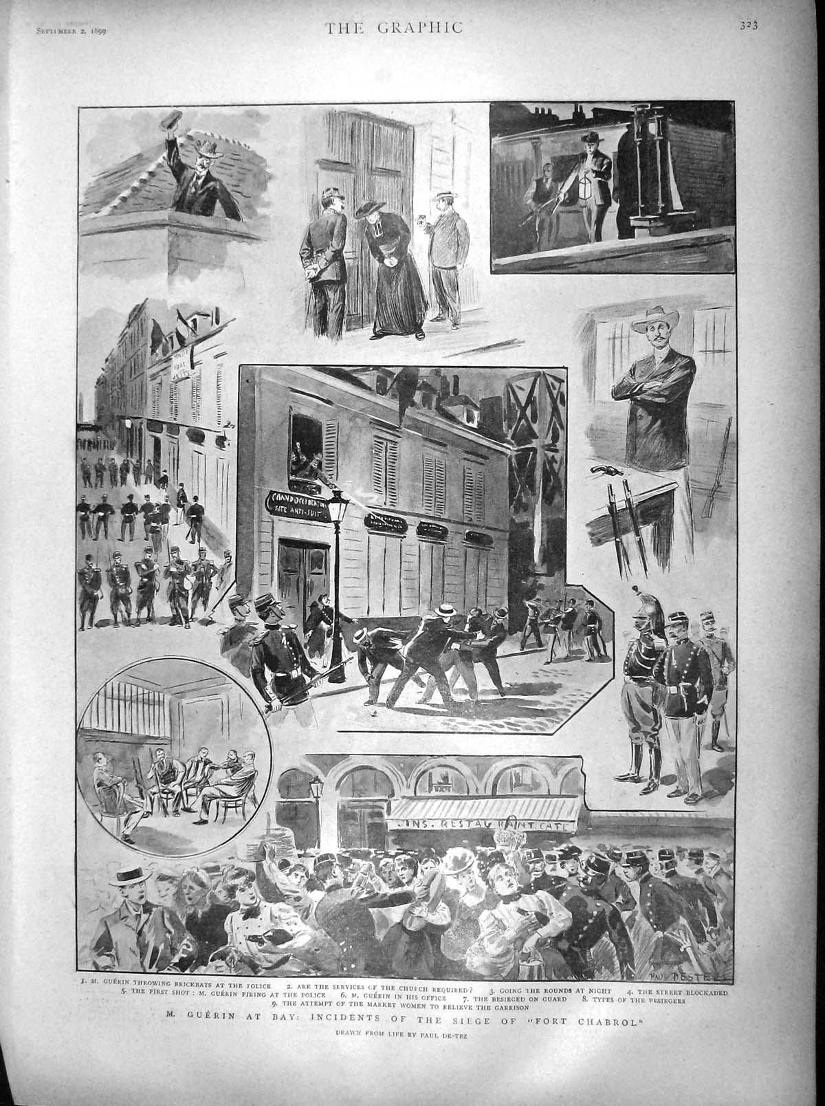 Old Antique Print 1899 Guerin Siege Fort Chabrol Wedding Scotland Buffalo 19th