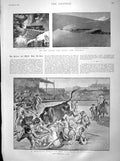 Original Old Antique Print 1899 Bull Fight Boulogne Yukon Railway Horse Dealers