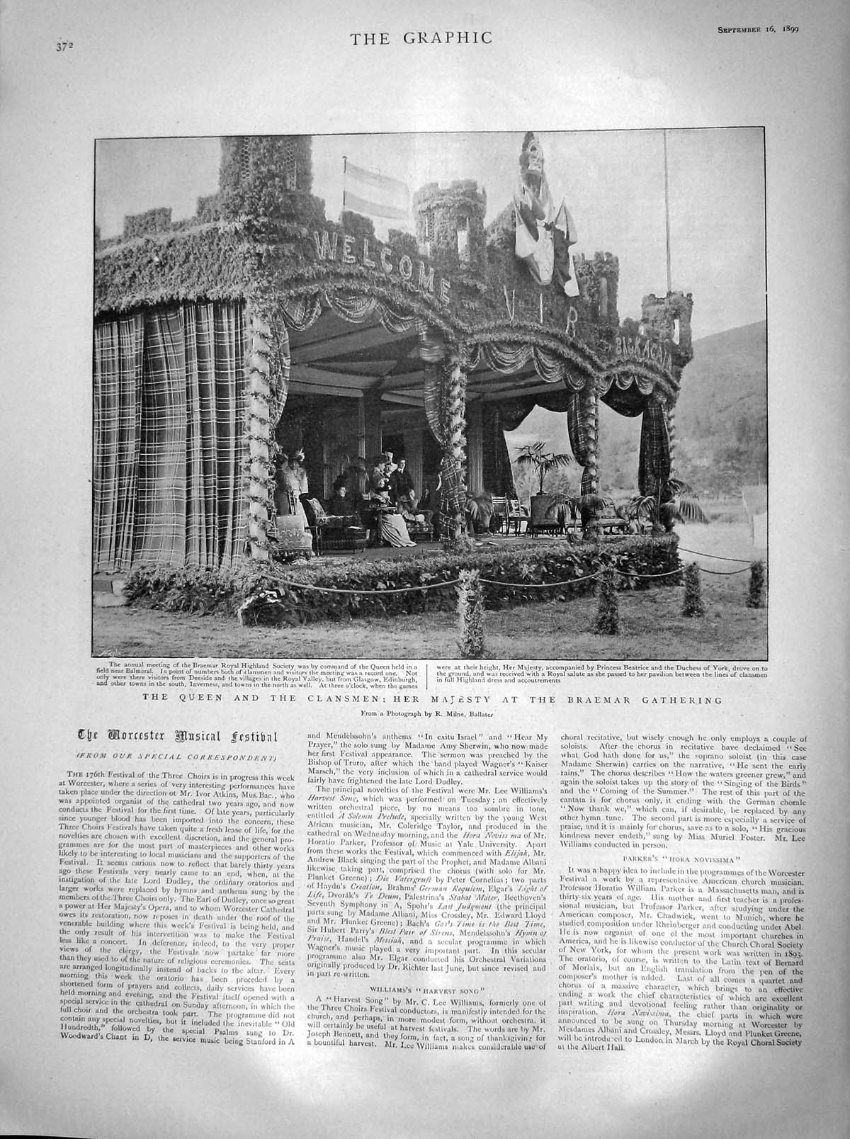 Old Antique Print 1899 Queen Clansmen Braemar Gathering Scotland Beatrice 19th