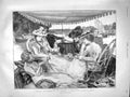 Old Antique Print 1899 Sunday Afternoon River Thames Boat Hampton Court 19th