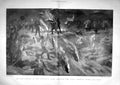Old Antique Print 1899 Alps Custom Hurling Fiery Wheels Down Hill Fire 19th