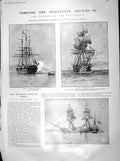 Old Antique Print 1899 Ships Prince Regent Marlborough Terrible Bacchante 19th