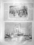 Old Antique Print 1899 Ship Oceanic Birkenhead Docks Burgher Vrouw Boers 19th