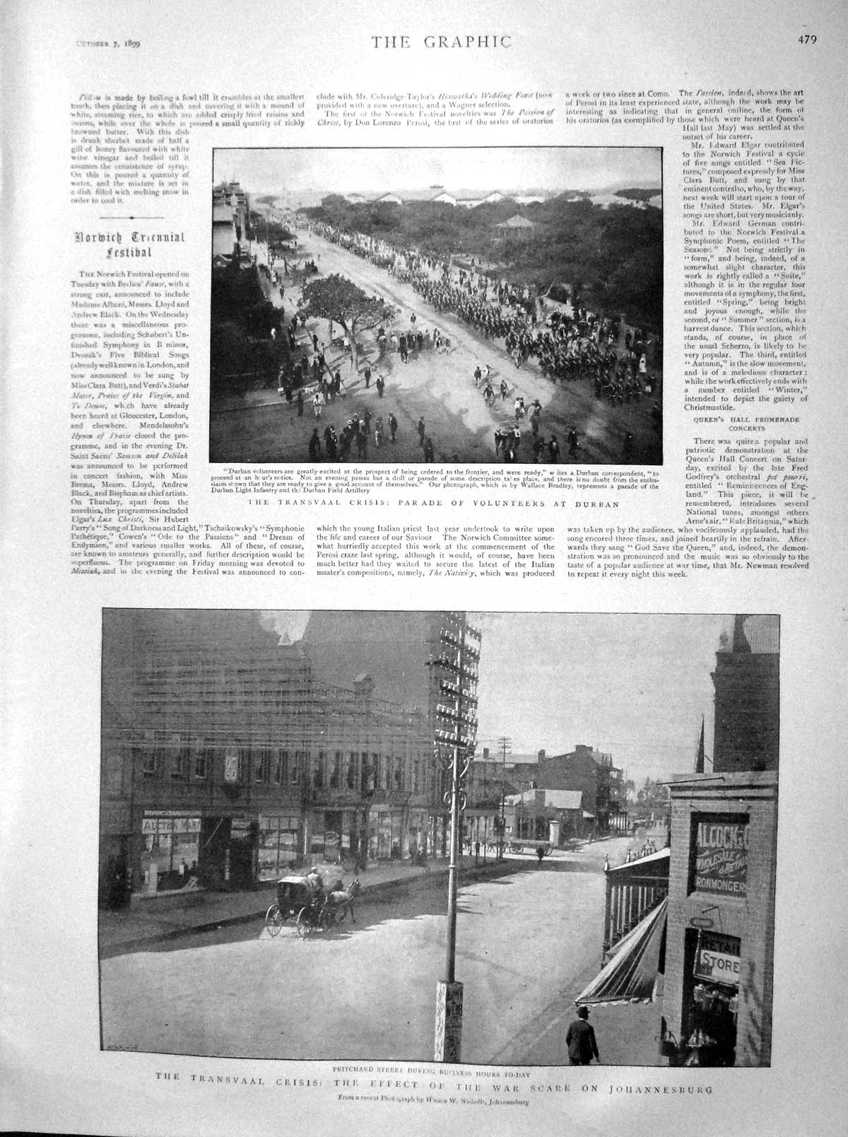 Old Antique Print 1899 Transvaal War Burban Johannesburg Aldershot Mail 19th
