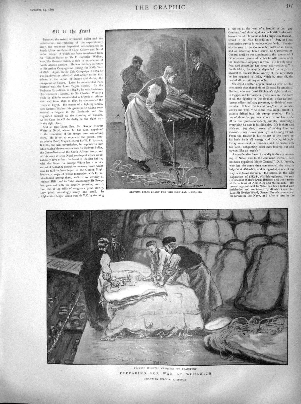 Old Antique Print 1899 Woolwich Hospital Marquees Johannesburg Hart War 19th