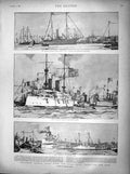 Old Antique Print 1899 Admiral Dewey Navy Ships Erin Olympia Grant'S Tomb 19th