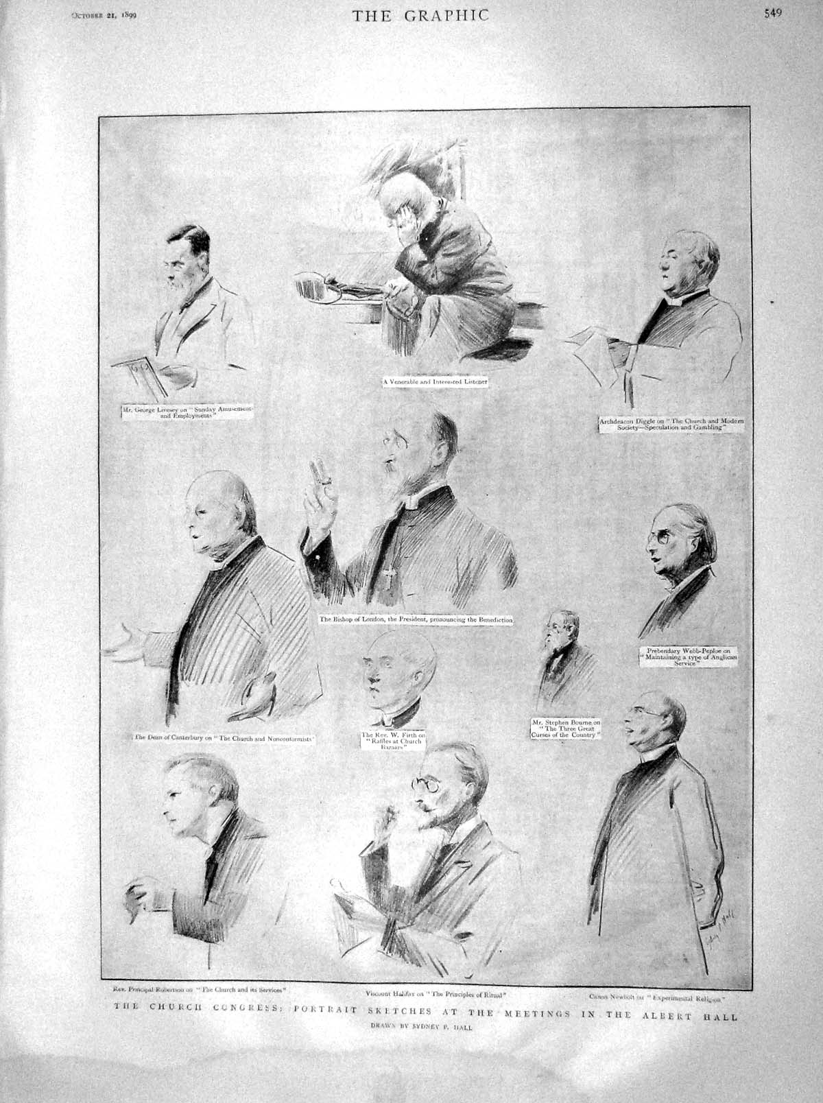 Old Antique Print 1899 Church Congress Albert Hall General Buller Boers 19th