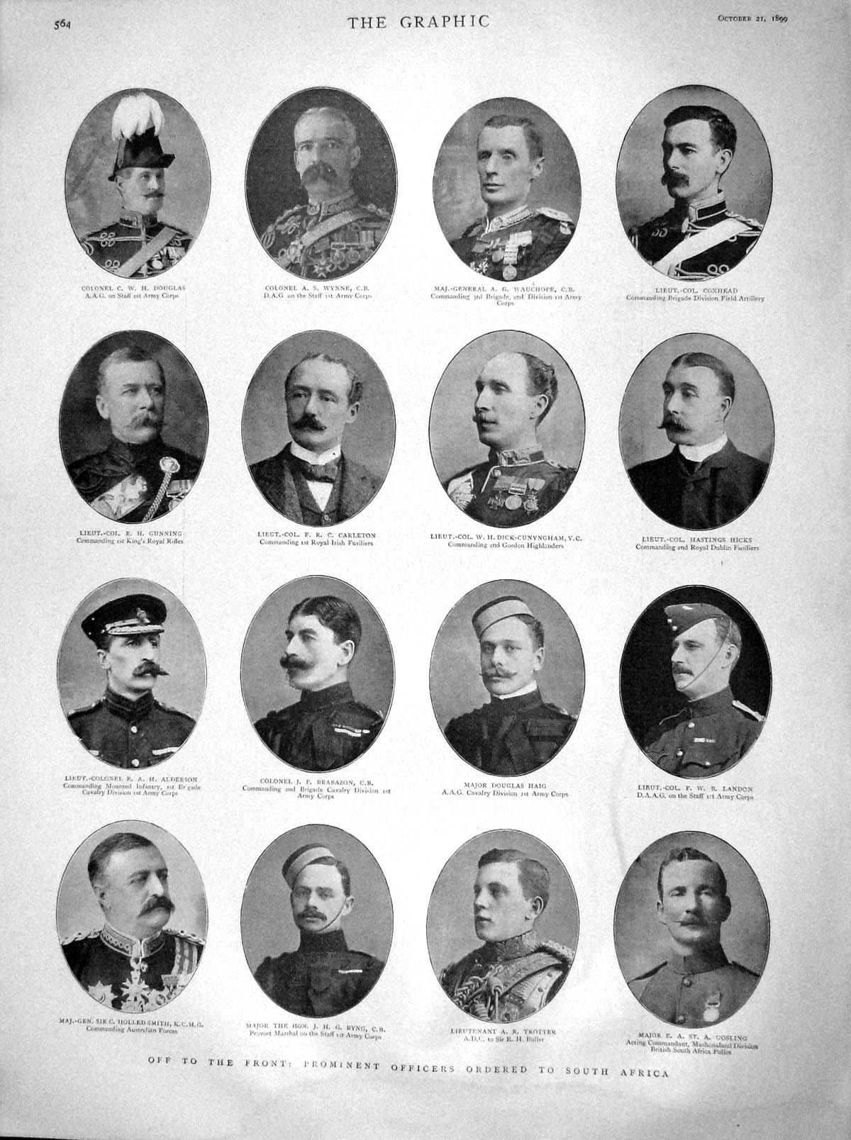 Old Antique Print 1899 Officers War Africa Wynne Carleton Alderson Smith 19th