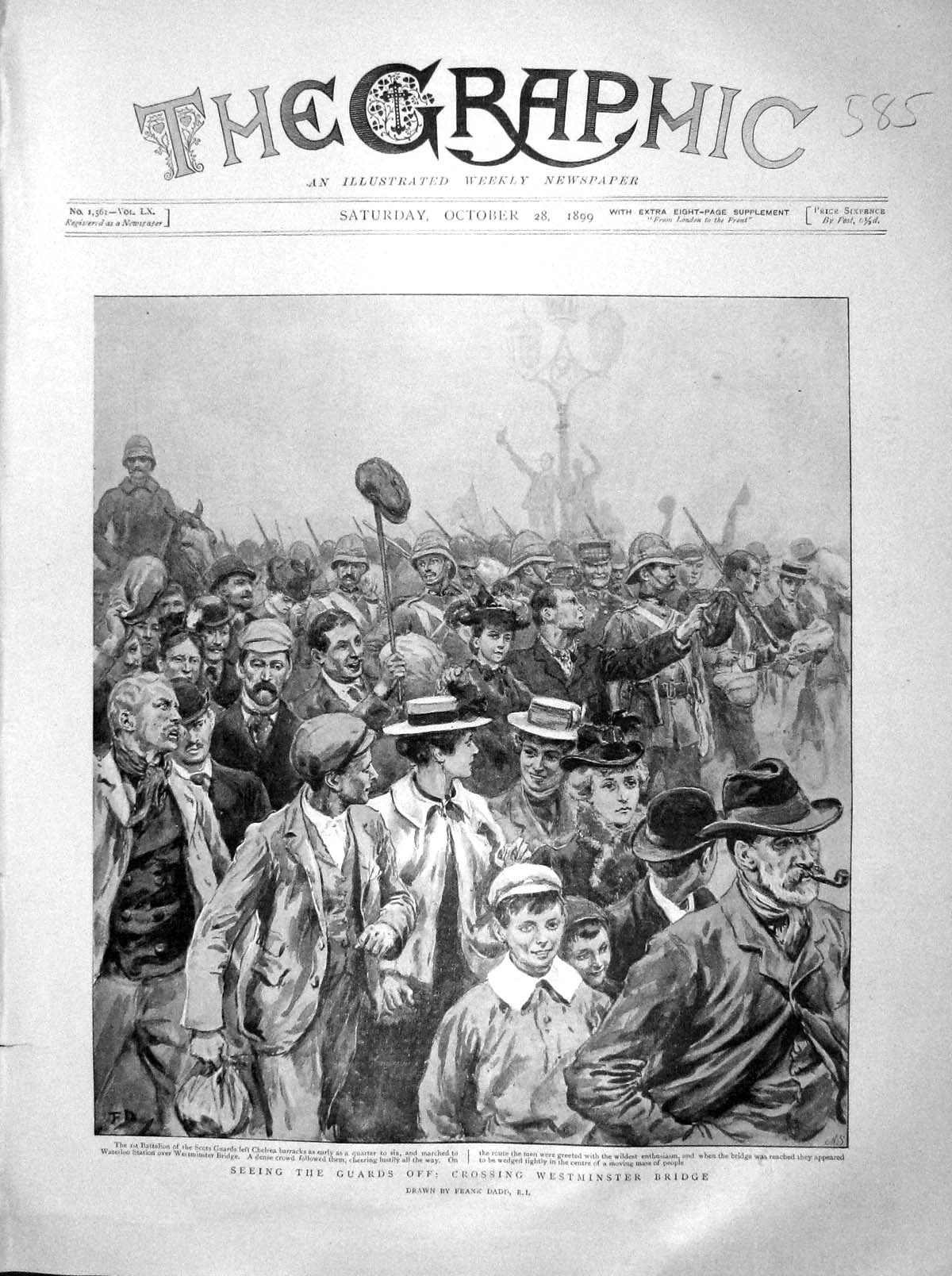 Original Old Antique Print 1899 Battalion Scots Guards Chelsea Westminster 19th