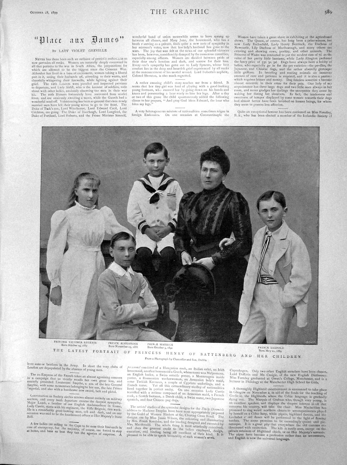 Original Old Antique Print 1899 Princess Alexander Maurice Battenberg Afric 19th