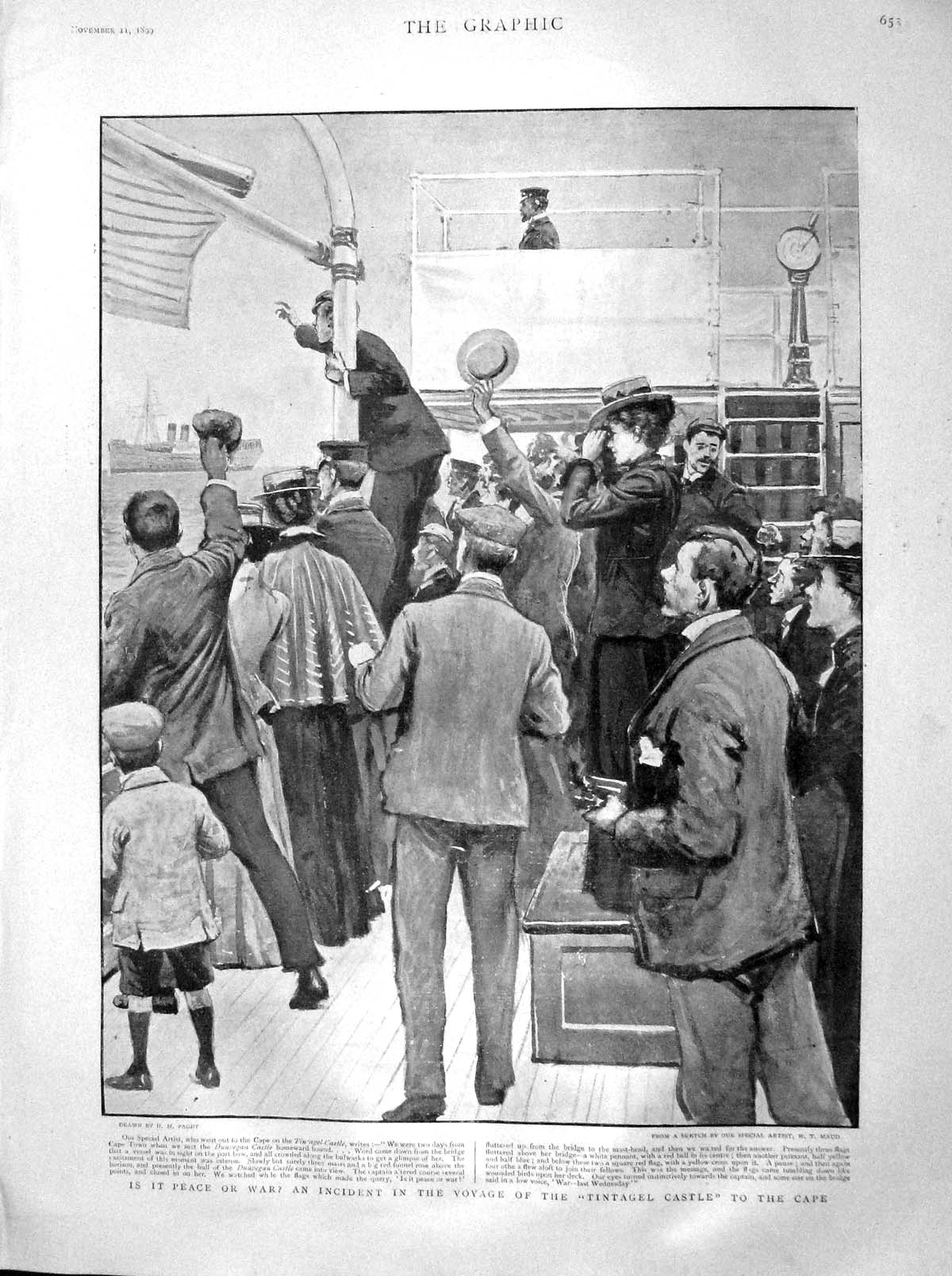 Old Antique Print 1899 Voyage Ship Tintagel Castle Cape Africa Dunvegan 19th
