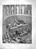 Old Antique Print 1899 High Court Justice Senate Chamber Paris Luxembourg 19th