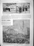 Old Antique Print 1899 Ship Gun Northumberland Fusiliers Portsmouth War 19th