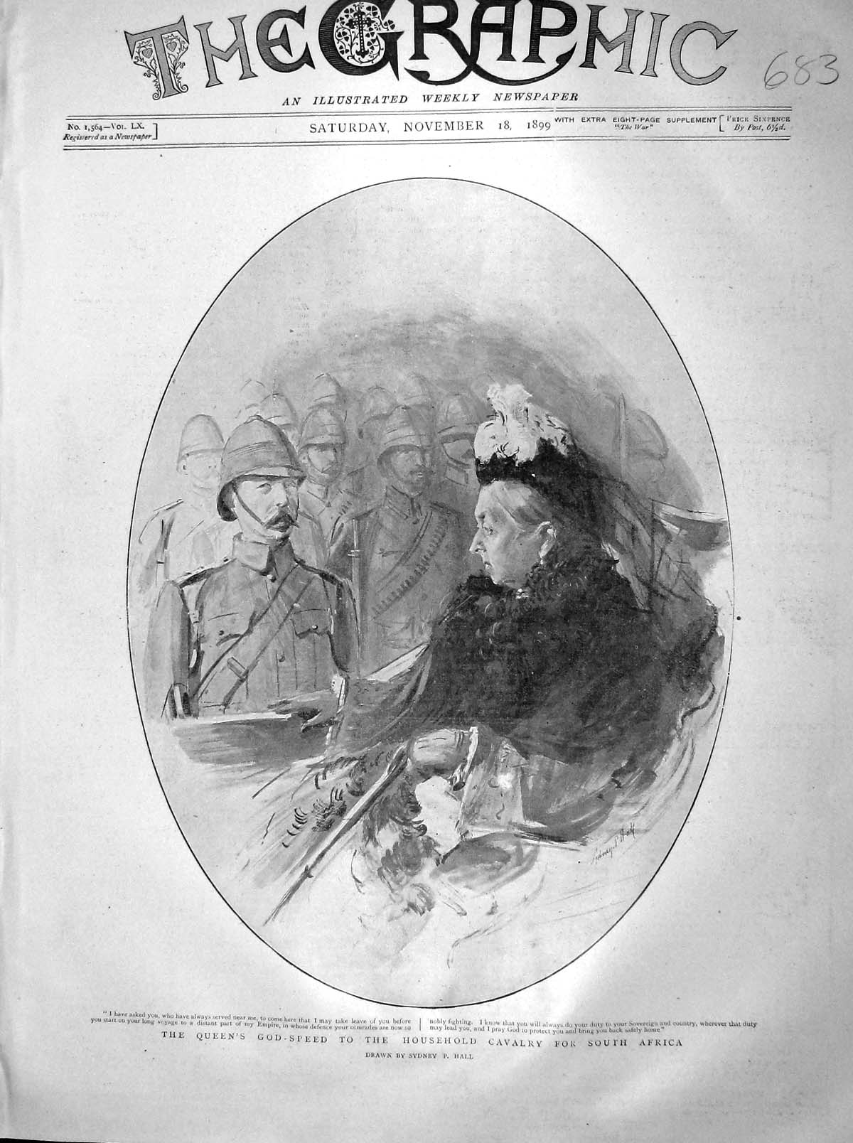 Original Old Antique Print 1899 Queen Victoria HousehCavalry South Afr Victorian