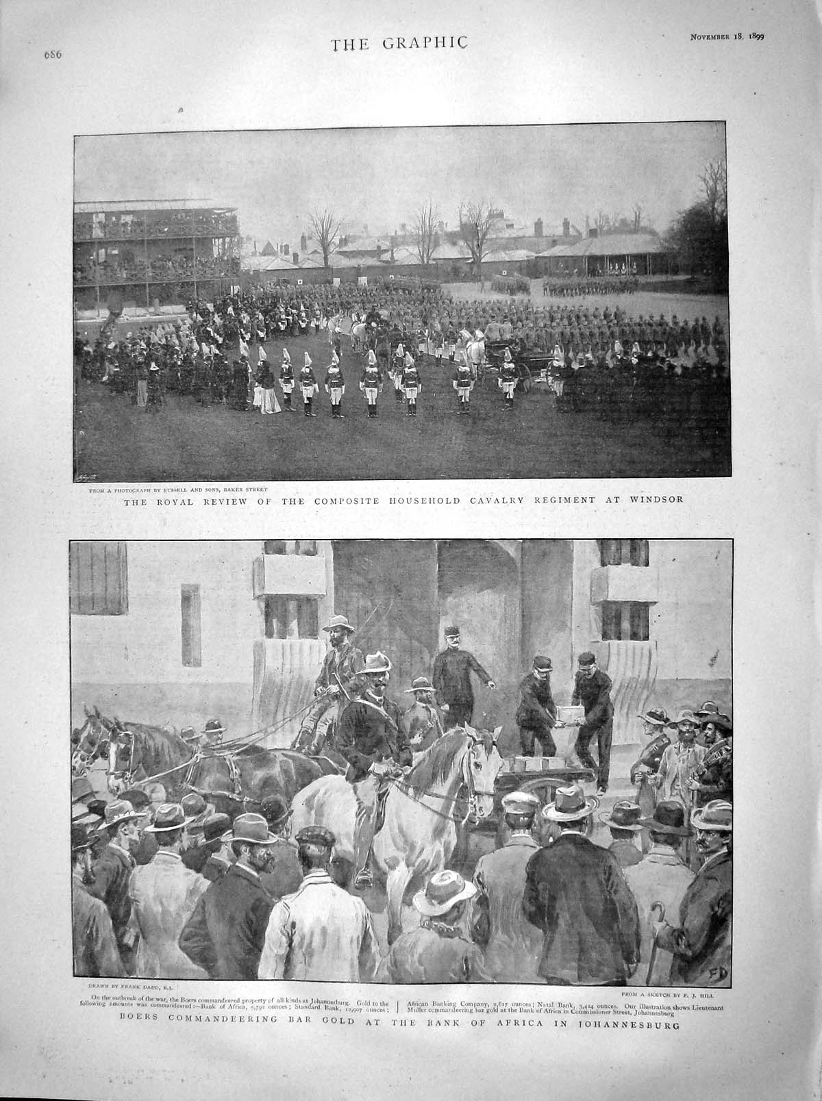 Original Old Antique Print 1899 Boers Bar GAfrica Johannesburg Windsor Review