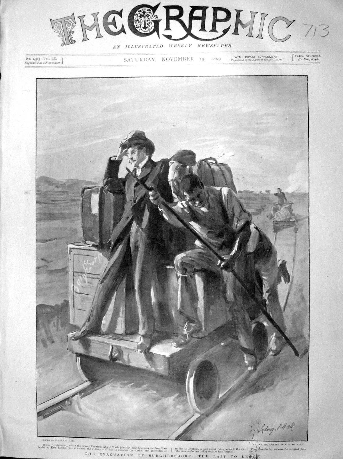 Original Old Antique Print 1899 Evacuation Burghersdorp Railway Trolley Molento