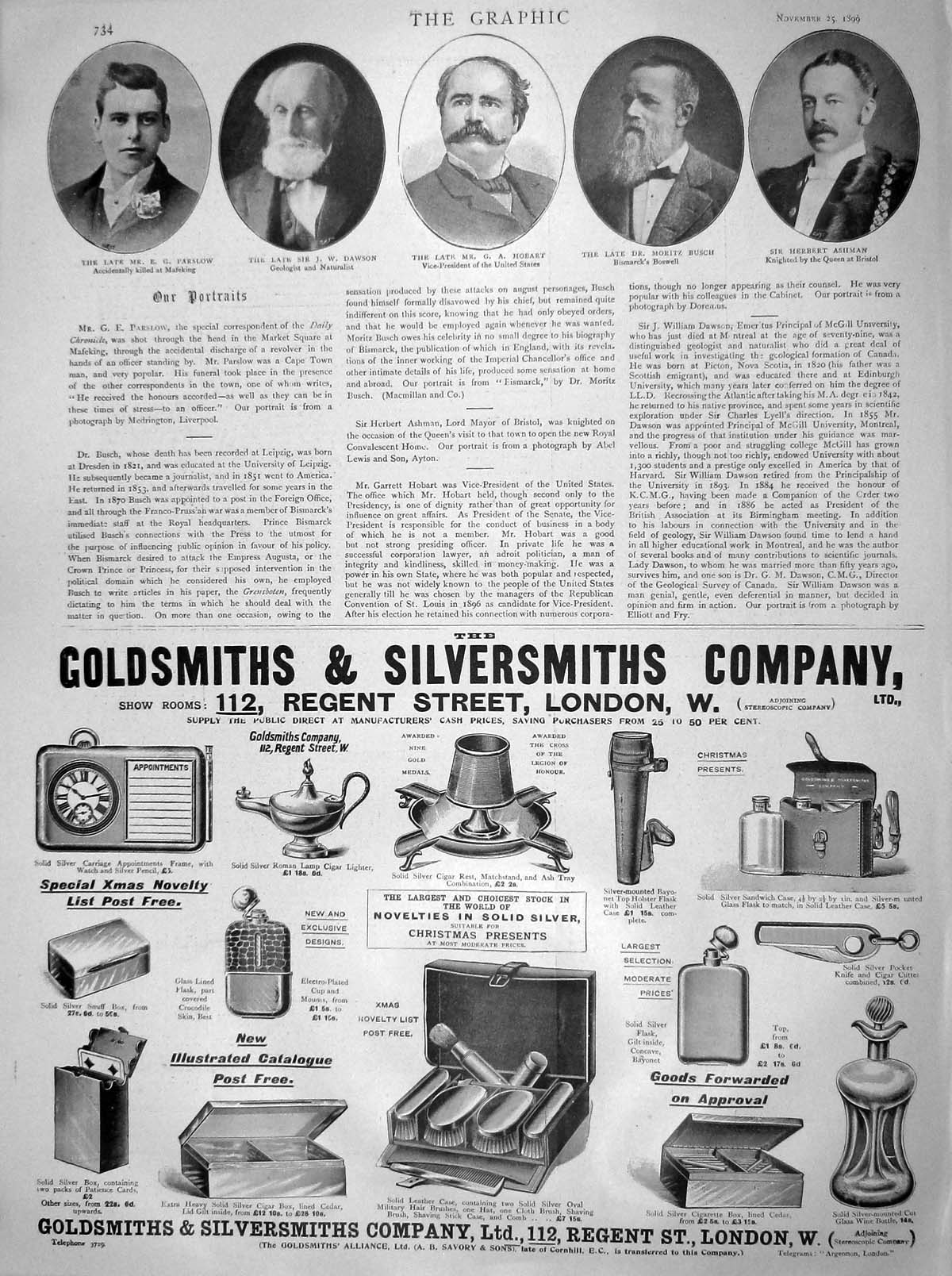 Original Old Antique Print 1899 Parslow Dawson Hobart Busch Ashman War Men 19th
