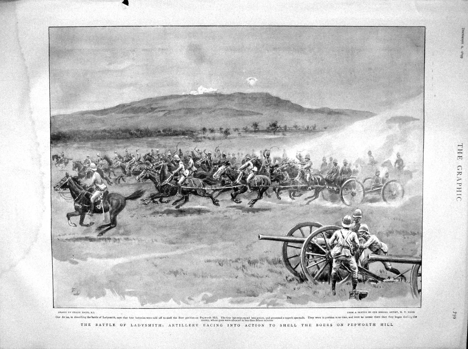Old Antique Print 1899 Battle Ladysmith Boers War Pepworth Girl Newspaper 19th