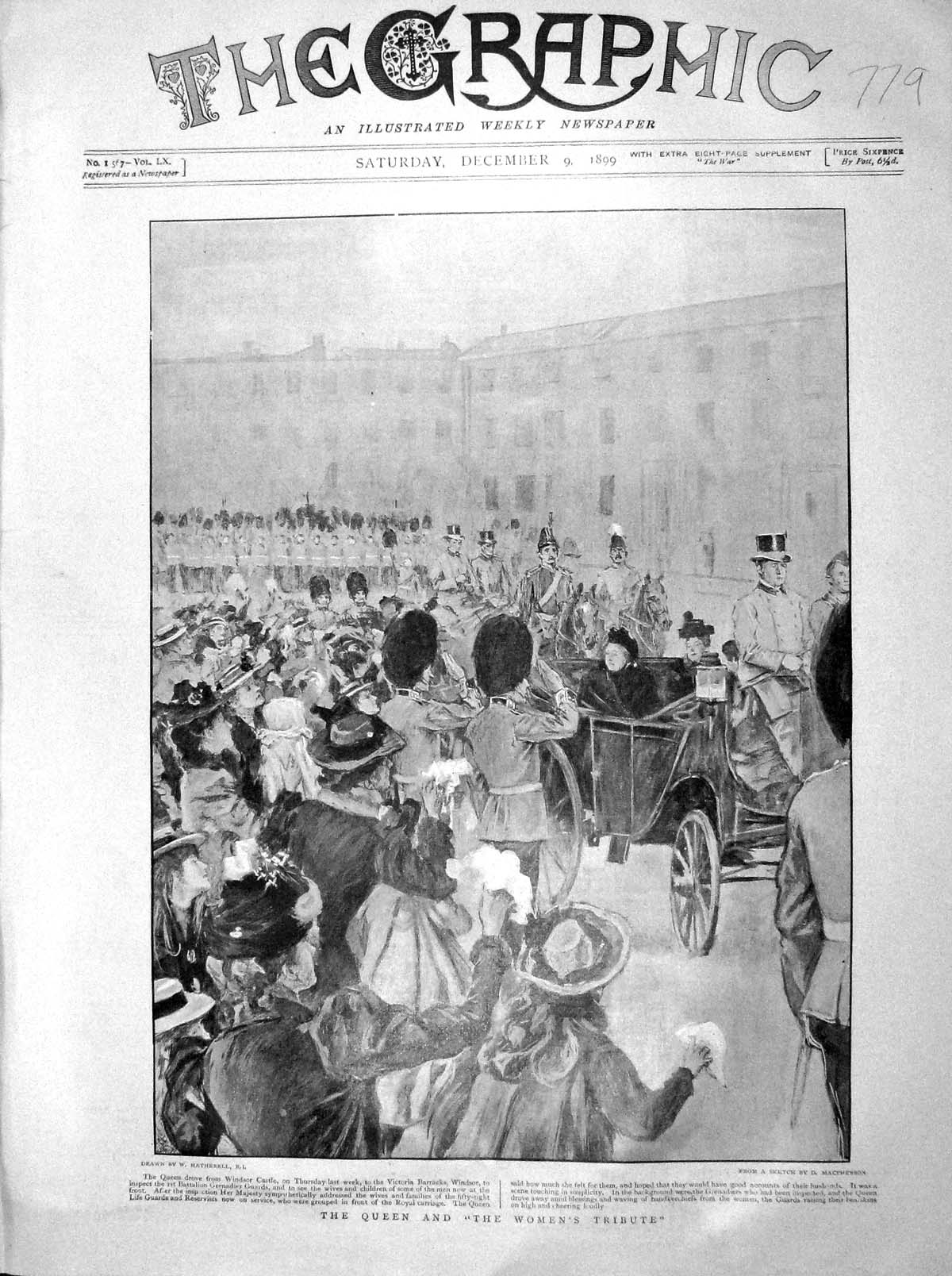 Original Old Antique Print 1899 Queen Women'S Tribute Windsor Castle Victoria