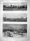 Original Old Antique Print 1899 War Ships Delagoa Philomel Australia Melbourne