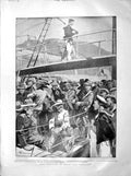 Original Old Antique Print 1899 Boer Prisoners Ship Penelope Mooi River Scouts