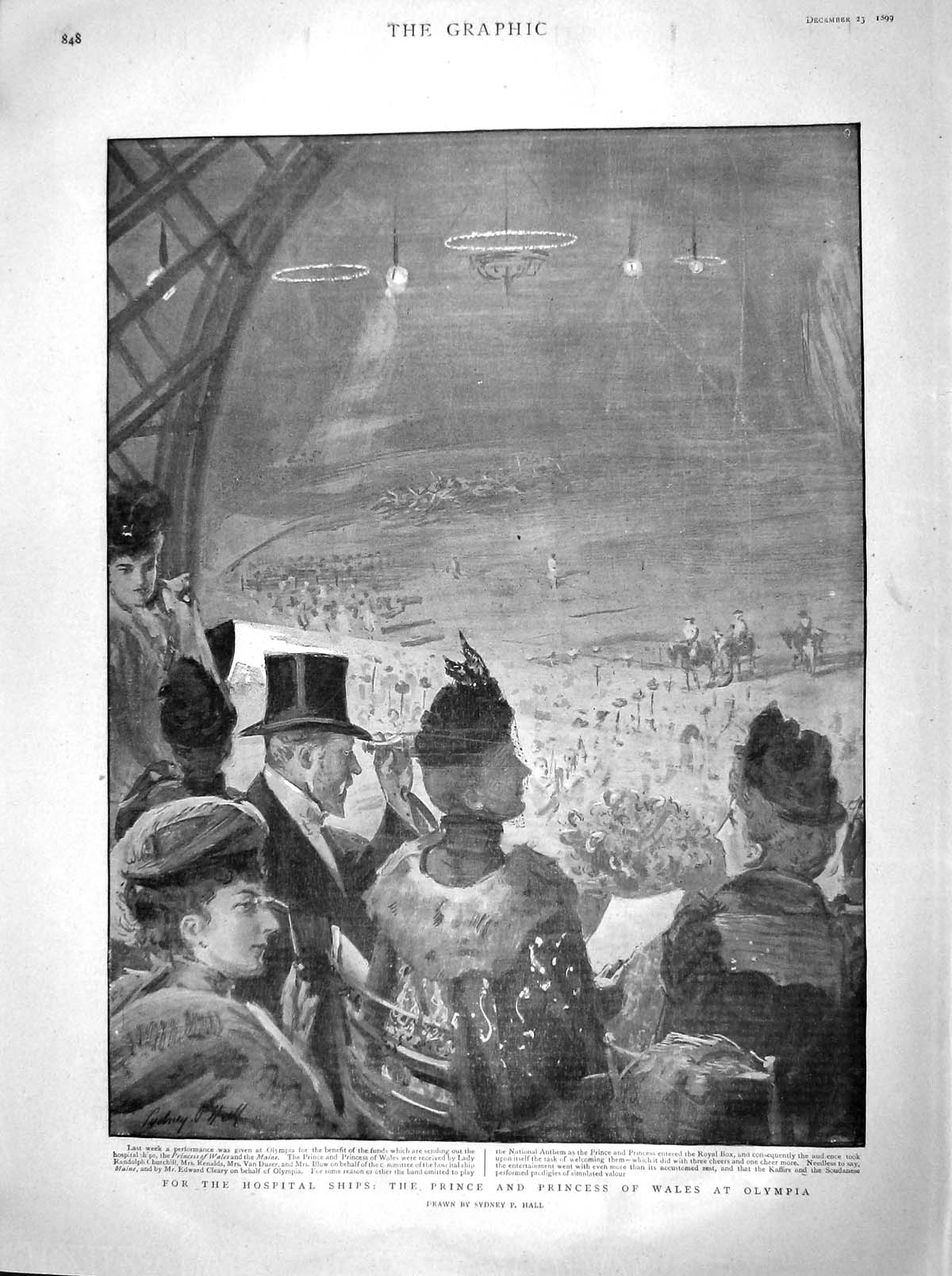 Original Old Antique Print 1899 Prince Wales Olympia Churchill Bagdad Rail 19th