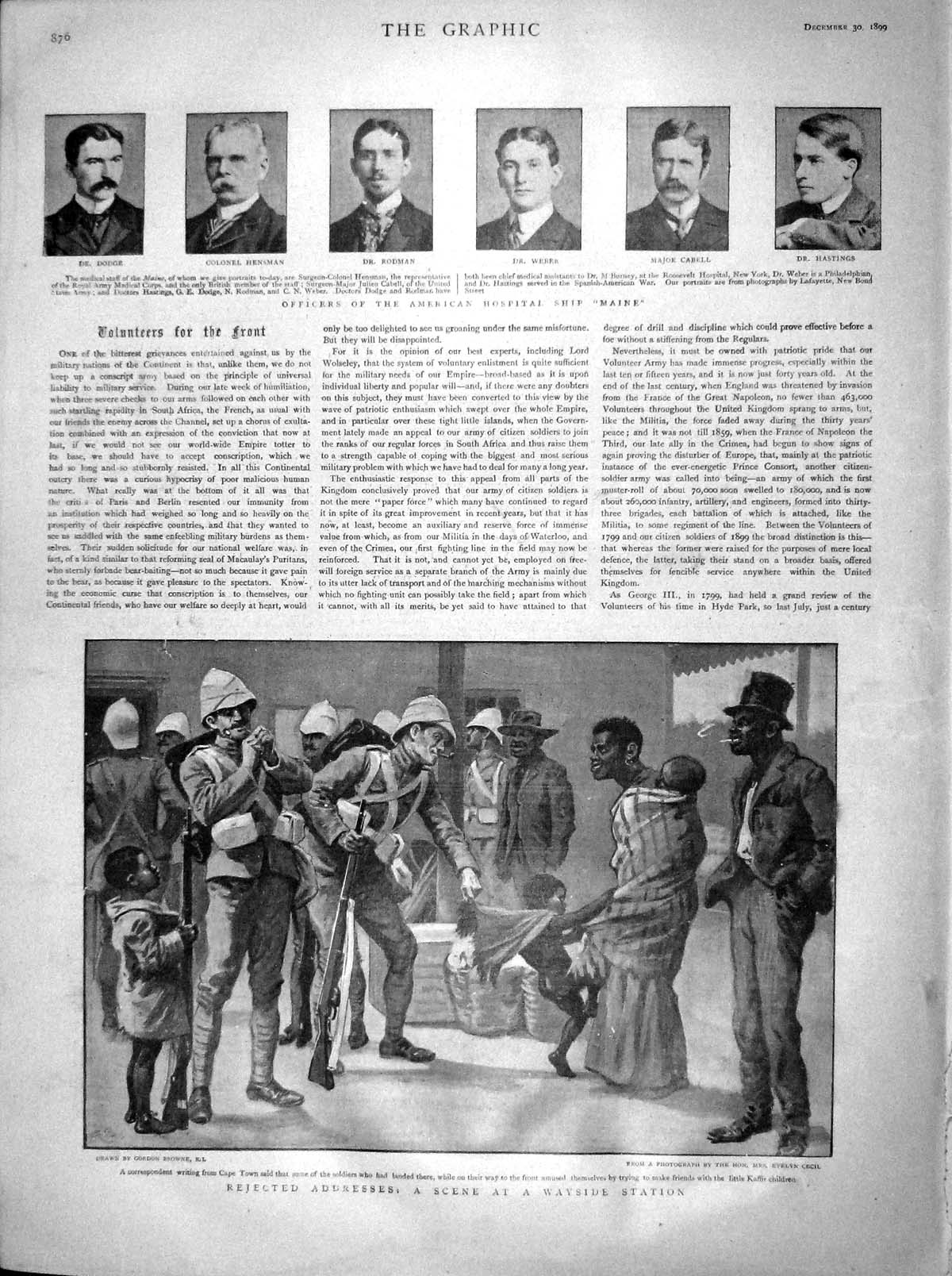 Old Antique Print 1899 Kaffir Children Cape Town Dodge Rodman Weber Maine 19th