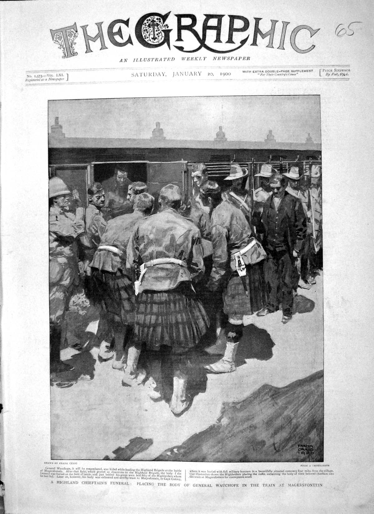 Old Antique Print 1900 General Wauchope Highland Chieftain Magersfontein 20th