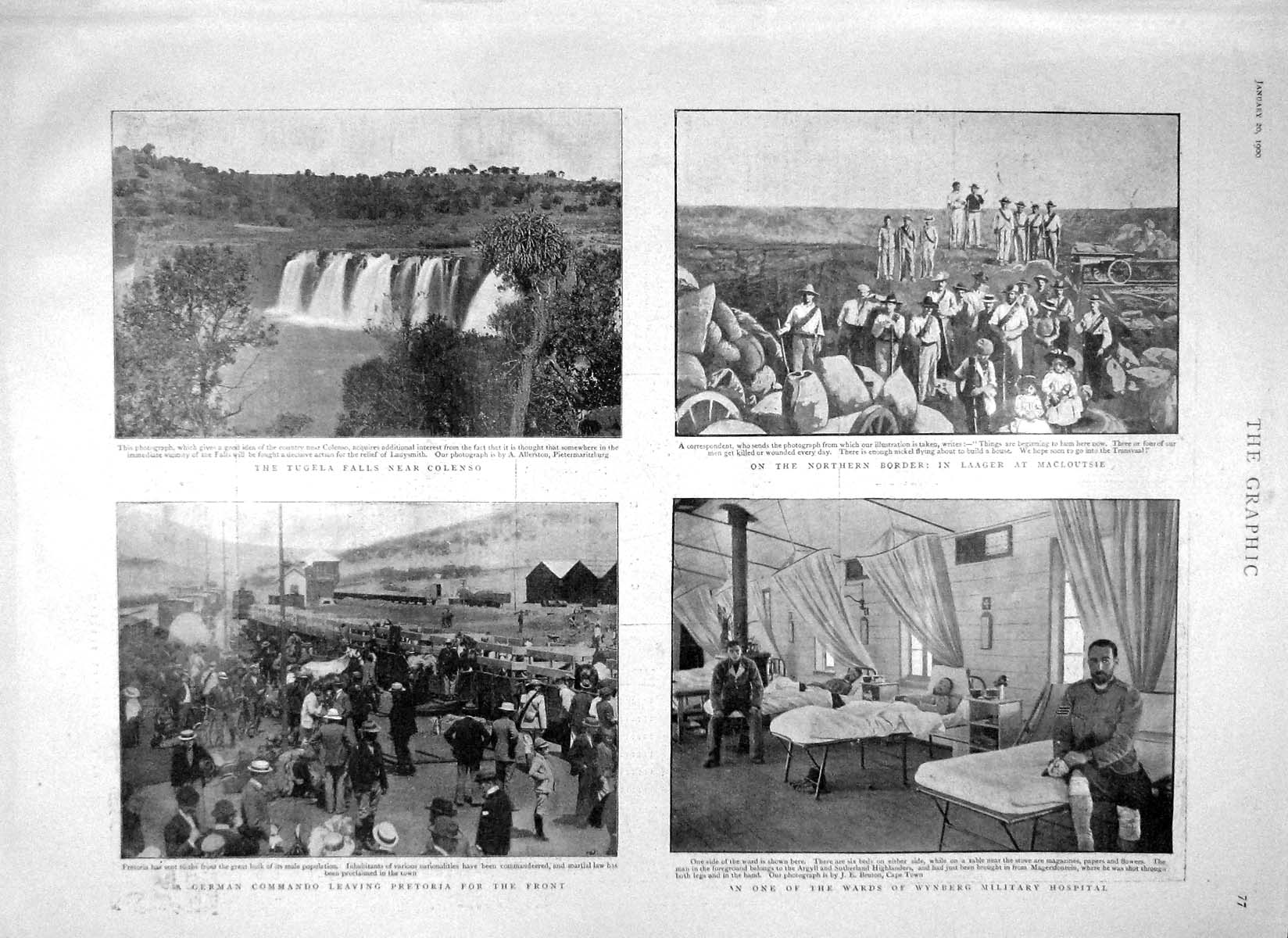 Old Antique Print 1900 Tugela Colenso Laager Macloutsie Hospital Wynberg 20th