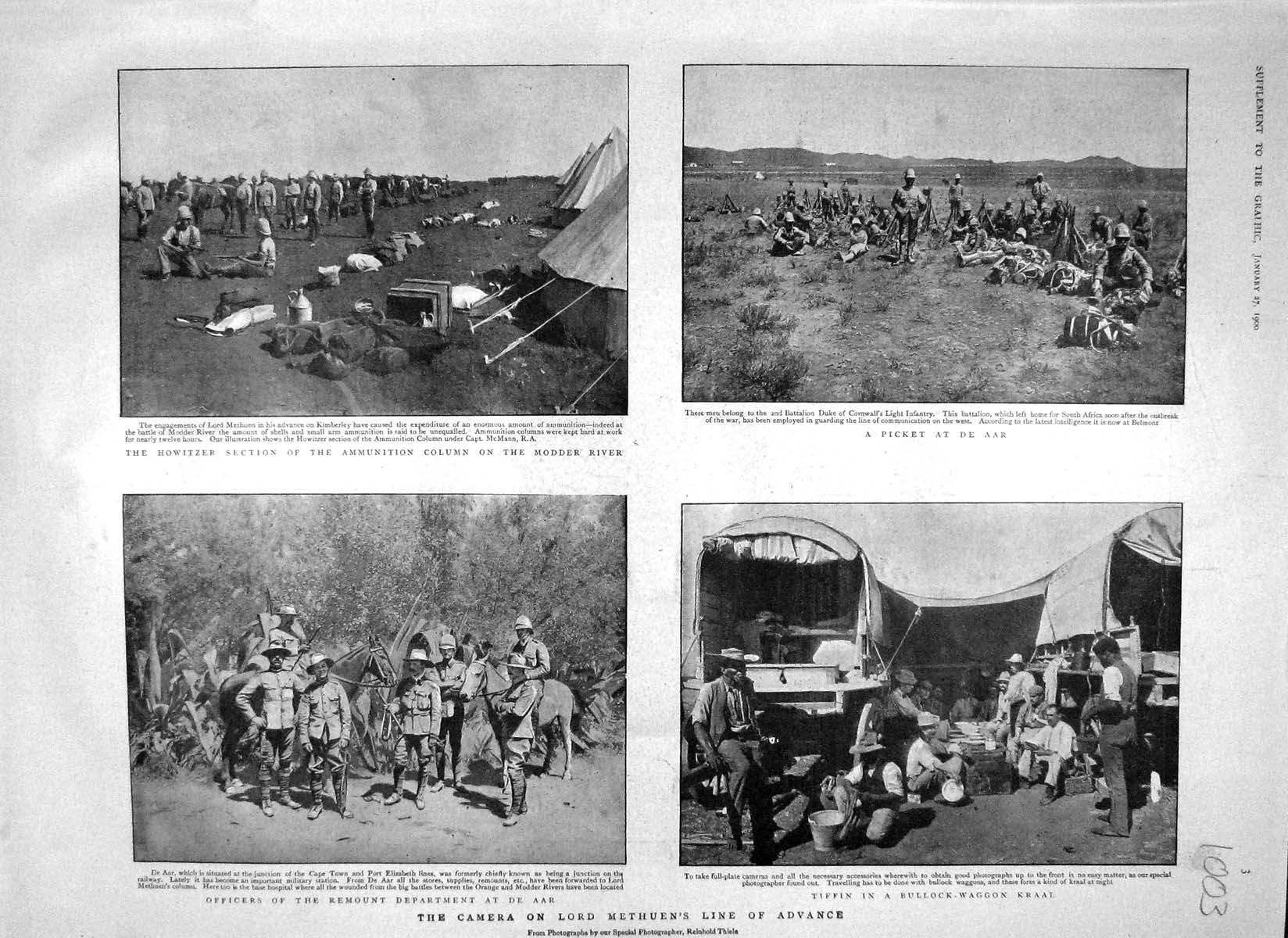 Original Old Antique Print 1900 Lord Methuen Modder Aar Kraal War Africa Boers