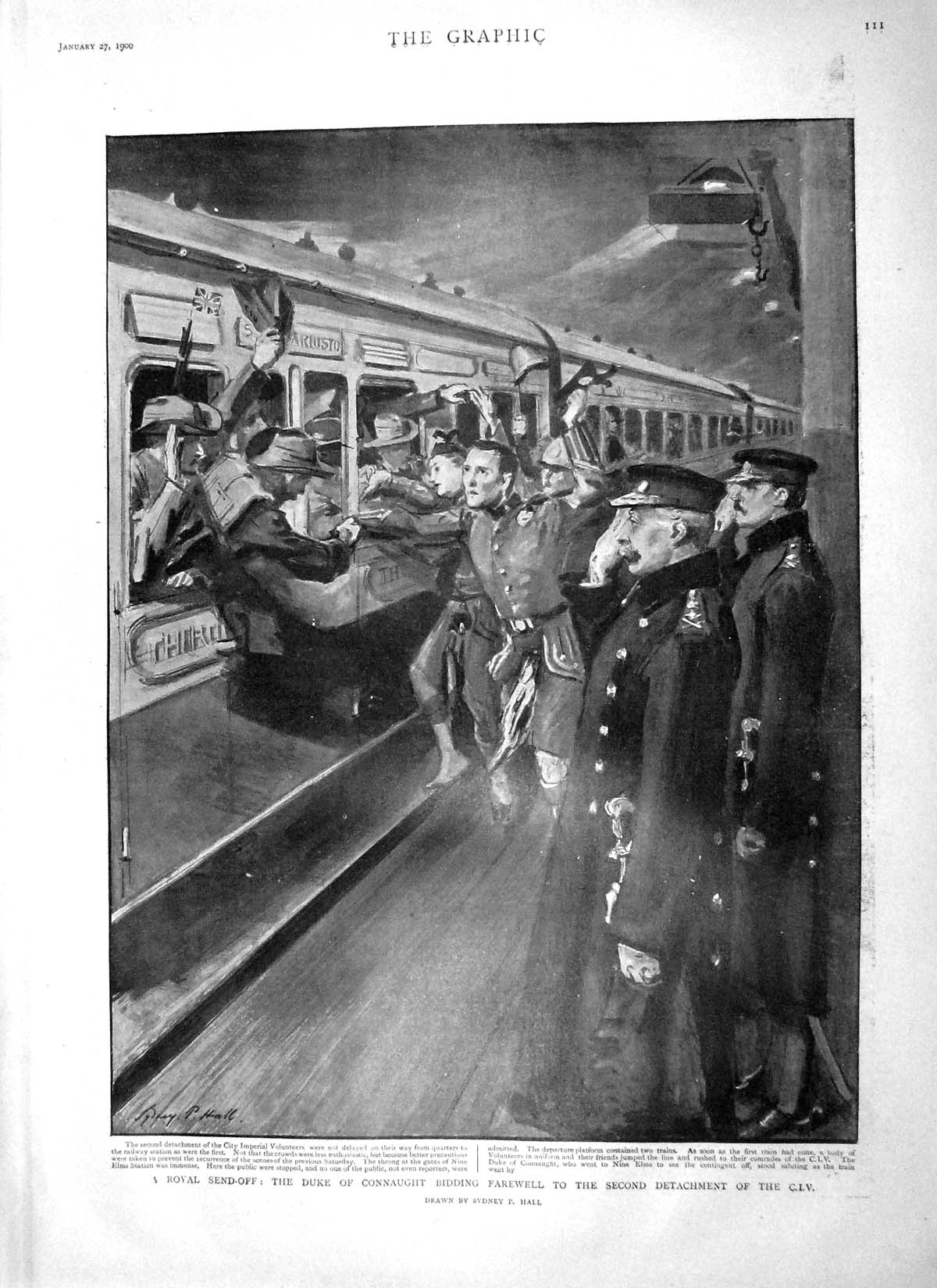 Original Old Antique Print 1900 Duke Connaught Siers Train Modder Methuen War