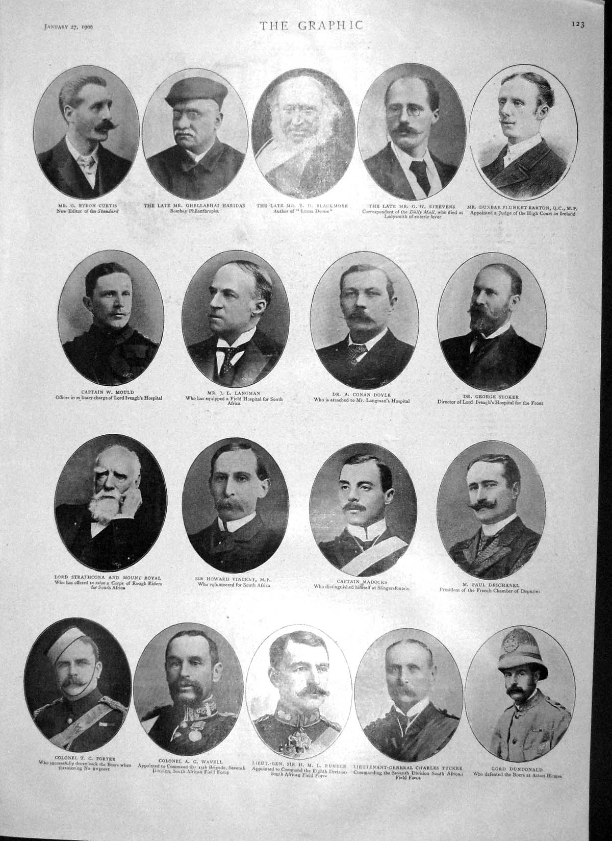 Old Antique Print 1900 Curtis Haridas Langman Vincent Madocks War Wavell 20th