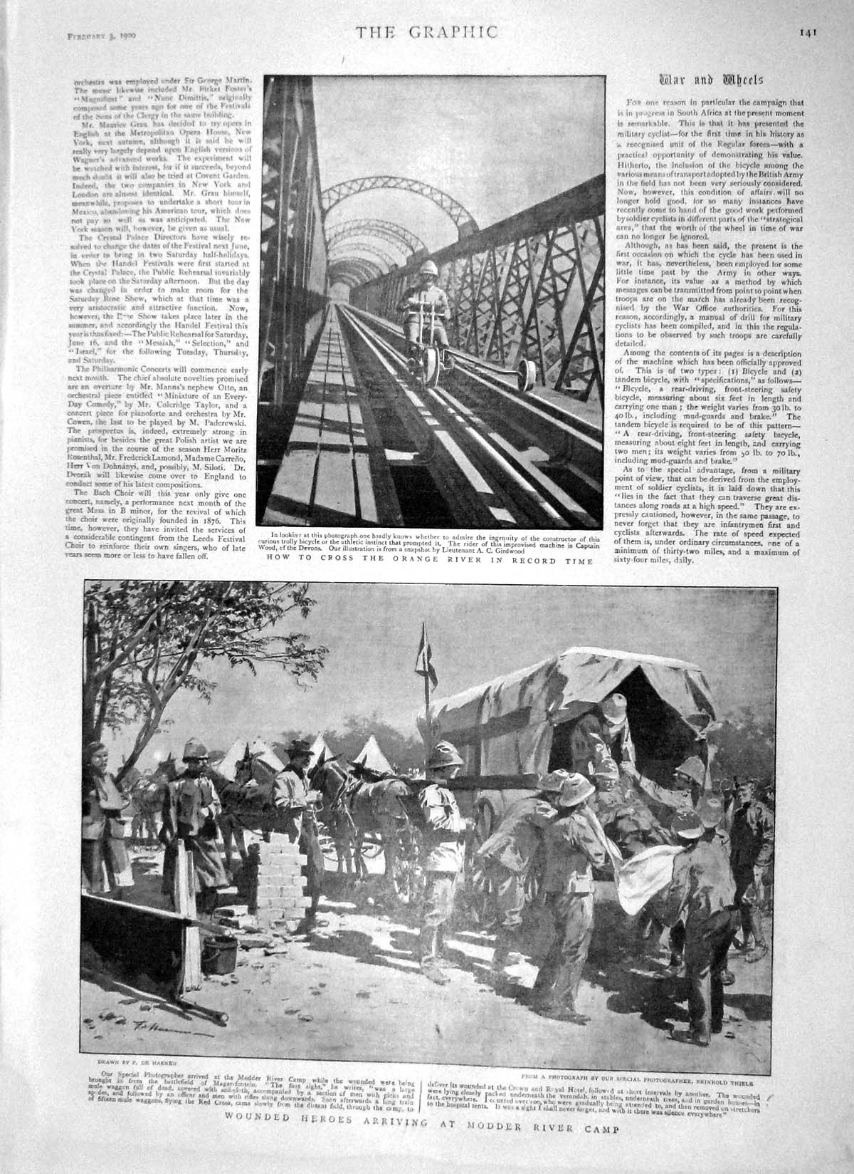 Old Antique Print 1900 Captain Woods Railway Modder War Ruskin Coniston 20th